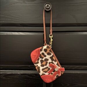 Coach Leopard Print Wristlet with Red Accents